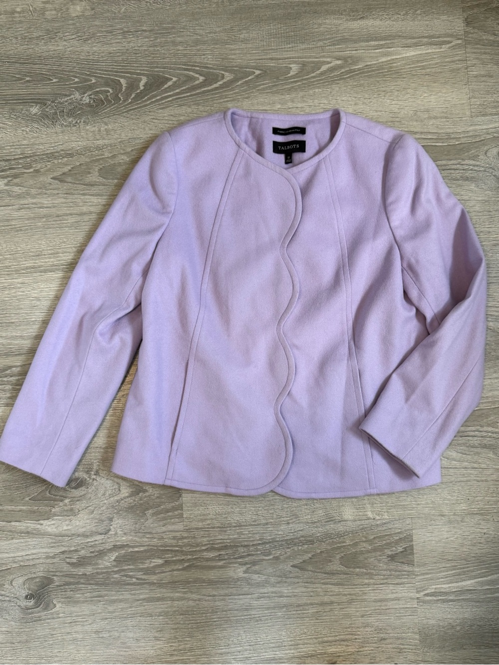 Talbots Wool Blend Jacket Light Lavender Scalloped-Edge